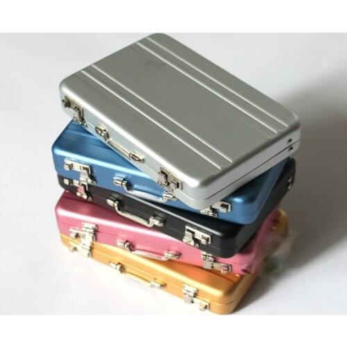 1 pcs New aluminum storage box credit card holder mini suitcase bank card storage box jewelry box rectangular business card case
