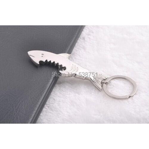 FREE SHIPPING BY FEDEX 100pcs/lot Metal Shark Bottle Opener with Keyring for Promotion Bottle Opener Keychains Gifts