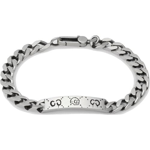 ZG Stainless Steel Bracelet Hip Hop Fashion Skull Bracelet C Letter Punk Style Men and Women Neutral Temperament Jewelry