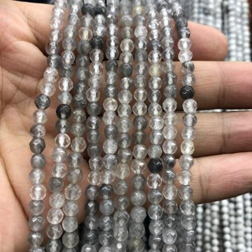 Natural Cloudy Quartz Faceted Beads,Facted Stone Beads 4mm 6mm 8mm 10mm 12mm Gem Stone Jewelry beads,1of 15"strand