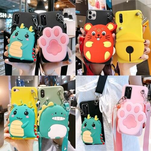 Cartoon 3D Mouse Coin Wallet Bags For Apple iPhone SE 2020 6 6S 7 8 Plus XR XS 11 12 Pro Max Cute Cat Animals Purse Case