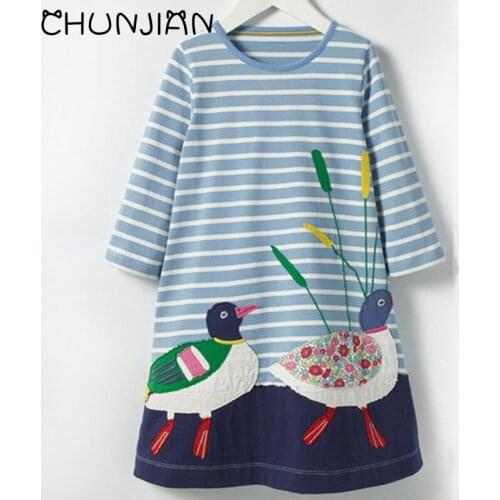 100 cotton straight girls dress kids dresses for girls roupas infantis menina robe fille Animal Printed Princess Wear