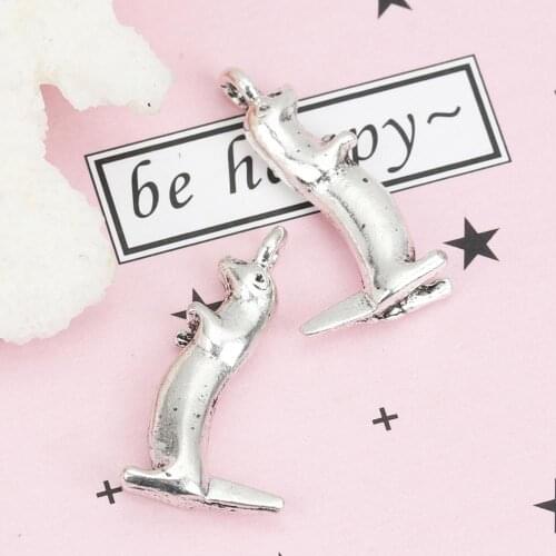 DoreenBeadsZinc Based Alloy 3D Charms Pendant Otter Animal Antique Silver Color Pendants for DIY Necklace 26mm x 13mm, 10 PCs