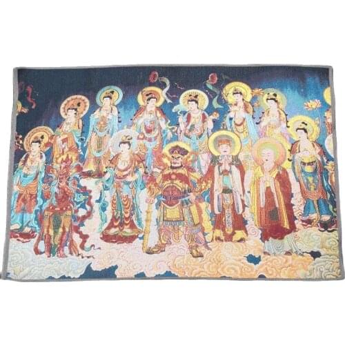 China old Tibet silk Thangka like hanging painting fengshui Heaven and earth are all gods statue