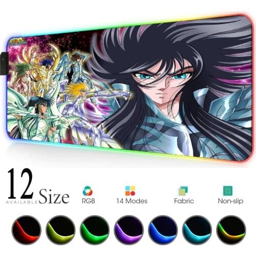 Saint Seiya Pc Mouse Mat Large Rgb Led Mouse Pad Anime Gamer Desktop Computer Mat for Laptop Skins Carpet Mouse Xxl Play Mats