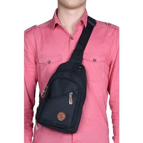 Cross Strapped Water Proof and Multi-Compartment Black Shoulder Bag For Men