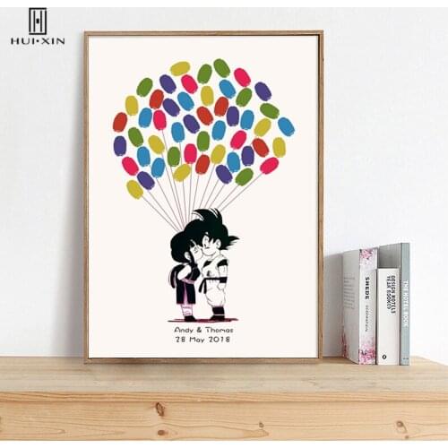 Cute Delicate Cartoon Characters Free Custom Name And Date Fingerprint Signature Guestbook Weeding Party Souvenirs Decoration