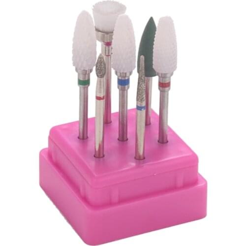 Pack of 7 Nail Drill Bits Cleaning Brush Manicure Grinding Head Sanding Bits