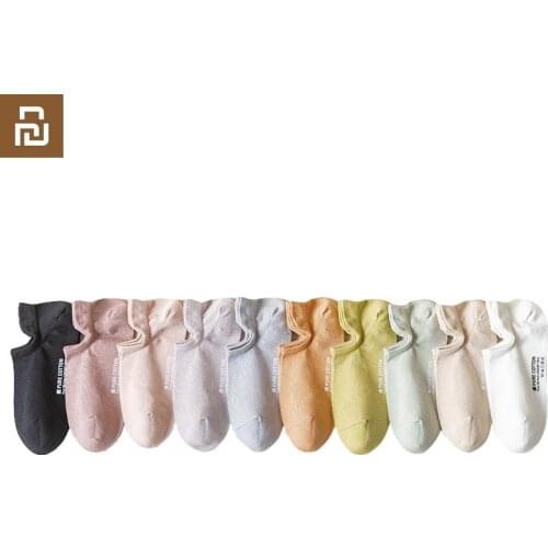 Xiaomi Youpin 5 pairs Cotton Socks Womens Summer Socks Light and Breathable Ins Casual Socks Silicon Heel Anti-Slip size 34-39