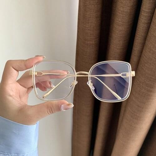 New Fashion Anti-blue Eyeglasses Women Vintage Metal Square Glasses Frame Female Optical Transparent Spectacles Oculos De Grau