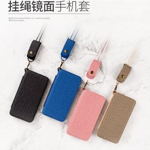 New Iphone11 XS Max Phone Case Mirror Apple Leather Case Hanging Lanyard Silicone Mirror Protective Cover for Women