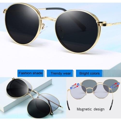 Retro Oval Sunglasses Women Men Vintage Magnetic Clip On Sun Glasses Eyeglasses Frame Clear Lens Glasses Optical Spectacle Frame