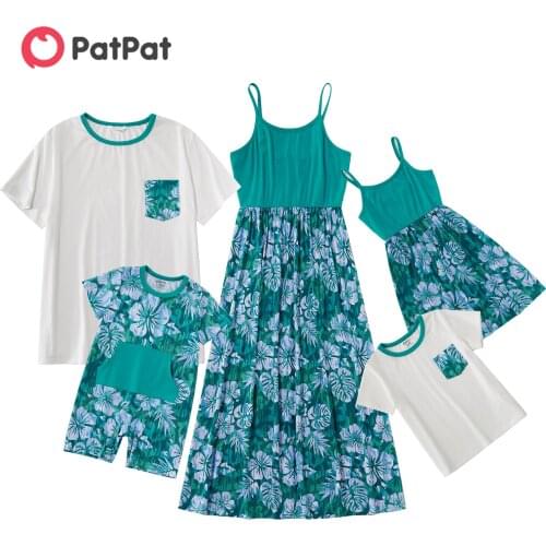 PatPat 2021 New Arrival Mosaic Family Matching Floral Tank Dresses - Rompers - Tops