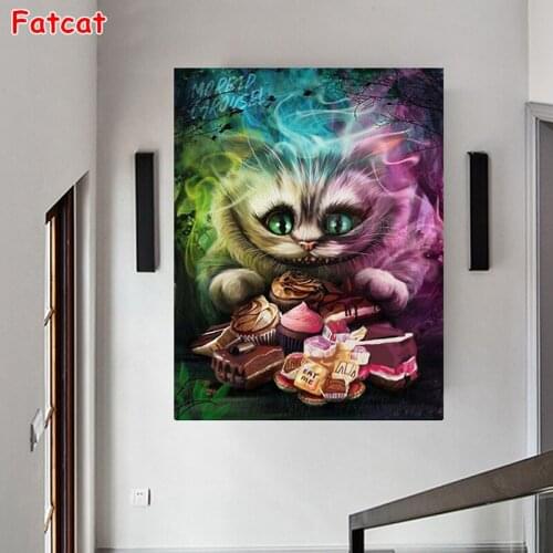 Full square Round Diamond embroidery Cat Candy fantasy diamond Painting Rhinestone Of picture Cartoon Mosaic Diamond PP1649