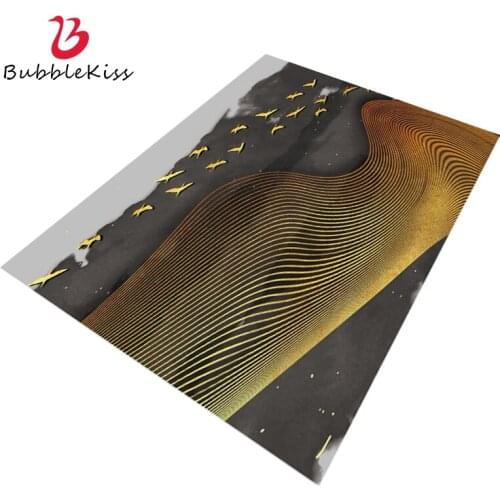 Bubble Kiss Carpets For Living RoomGolden Curve Pattern Rug Light Luxury Floor Mat Home Decor Carpet Non-Slip Bedroom Area Rugs