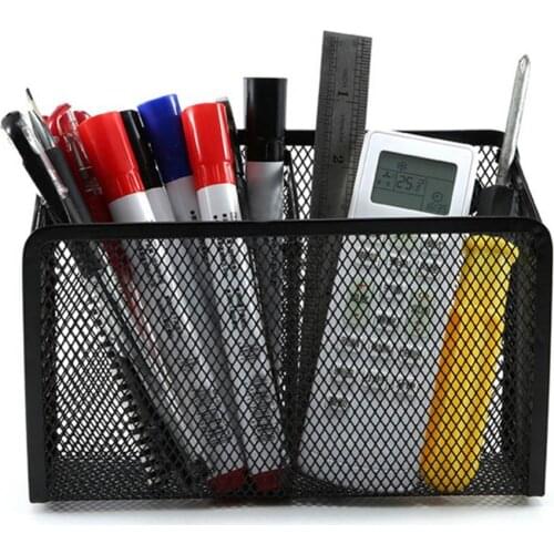 Mesh Magnetic 2 Grid Semicircle Pen Stationery Holder Desk Storage Pencil Rack