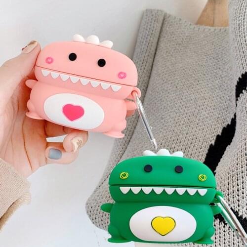 For Airpods Pro 3D Cute Cartoon Couple Heart Dinosaur Silicone Case for Apple Airpods 3 Funny Wireless Earphone Earbuds Cover