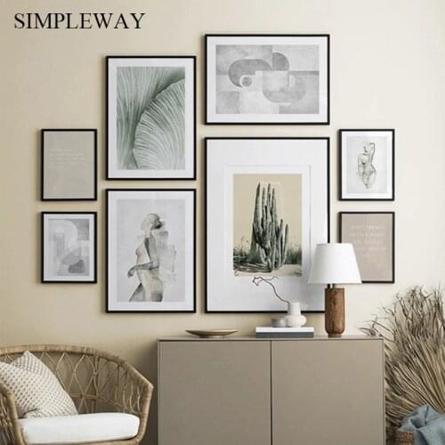 Scandinavian Cactus Landscape Canvas Painting Abstract Woman Body Nordic Poster Print Wall Art Picture Modern Living Room Decor