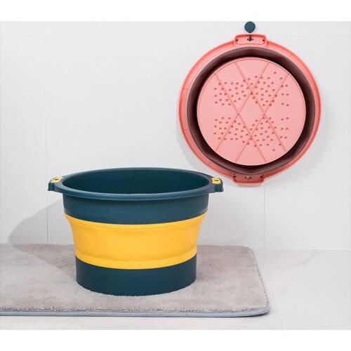 Foldable Foot Bath Household Space-Saving Plastic Massage Footbath Over The Knee and High Foot Soaking Bucket Folding Basin