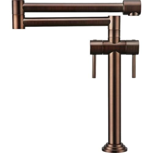 Deck Mount Brass single Hole Swivel Kitchen mixer faucet Double Joint Spout Oil rubbed bronze hot and cold water pot filler tap