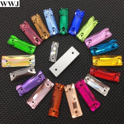Link 1 All Size&Colors 5x15mm,6x18mm,7x21mm,8x24mm,9x27mm Cosmic Baguette Sewing Glass Crystal Stone With 2 holes