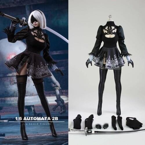 TFTOYS TF01 1/6 NieR:Automata YoRHa Girl Head Carved with Sword Clothes Lace Skirt Set for 12'' Female Action Figure Body Model