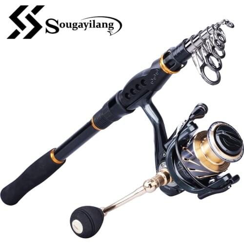 Sougayilang 1.8- 3.6m Fishing Rod 13+1bb Reel Combos Telescopic Portable Spinning Poles and Spinning Reel with Spare Coil Set