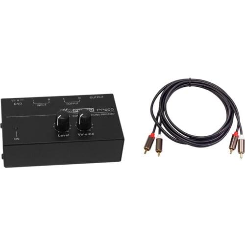Pp500 Ultra-Compact Phono Preamp Preamplifier Eu Plug & 2RCA to 2 RCA Coaxial Audio Cable 3.5 Jack Stereo RCA Audio Cord