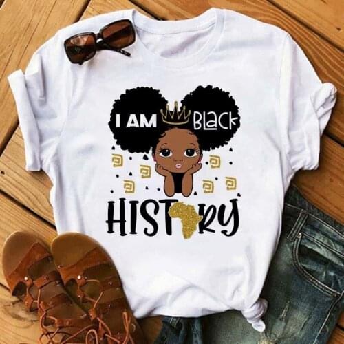 Maycaur Cute Black Girl Print Women T Shirt Summer Short Sleeve O Neck Women Tshirt Ladies Fashion Tee Shirt Tops Clothes Mujer