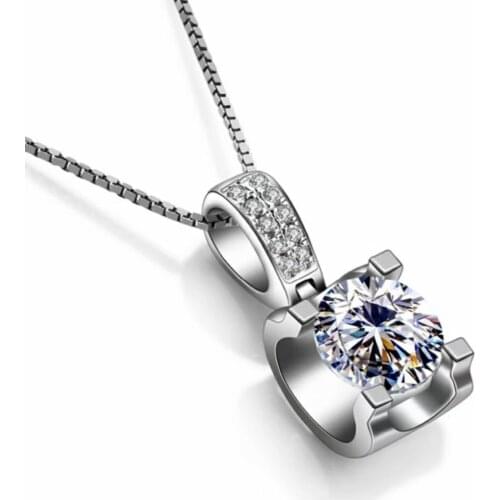 925 Sterling Silver Moissan Diamond Pendant Necklace for Woman Chain Jewelry