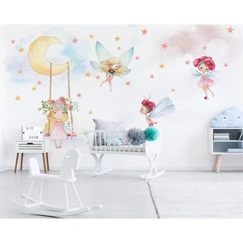 Beibehang Custom 3d Wallpaper Modern hand drawn cute elf girl children room Living Room Bedroom TV background 3d wallpaper