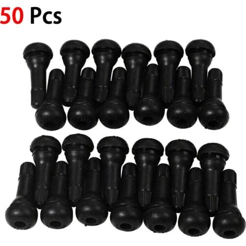 50pcs Tr413 Short Rubber Tubeless Black Snap-in Tyre Tire Valve Stems Tire Valve With Dust Cap Auto Professional Spare Parts