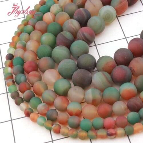 6,8,10,12mm Round Stripe Peacock Agates Frost Matte Loose Natural Stone Beads For Necklace Jewelry Making Spacer Strand 15"