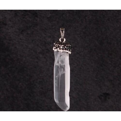6pcs Irregular Exaggeration Natural Stone Clear Quartz Pillar Piont Charms Pendulum White Crystal pendant necklace Making Free