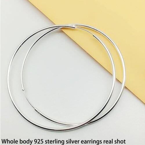 925 Sterling Silver Simple Hoop Earrings For Women Large Big Silver Earrings Medium Round Circle Earrings Hoops Earings