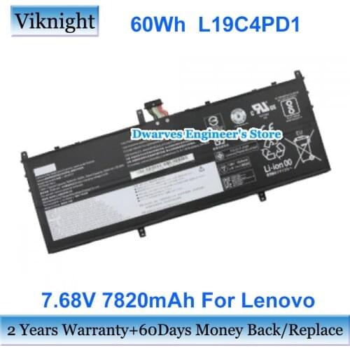 7.68V L19C4PD1 Battery For Lenovo Yoga C640 13 Yoga C640 13IML Laptop Rechargeable Battery Packs SB10W67395 7820mA 60Wh 4 Cells