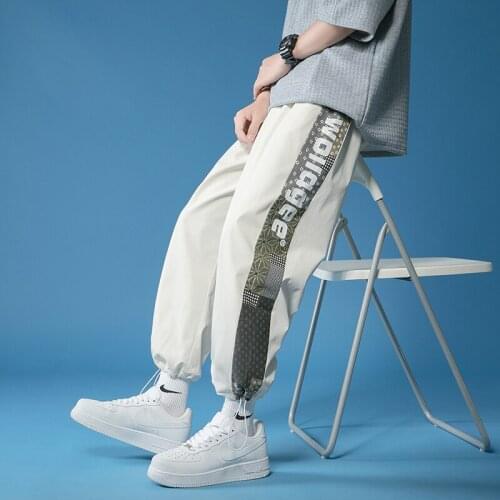 Autumn Mens Jogging Pants Elastic Waist Loose Cropped Trousers Fashion Causal Street Cashews Printed Sweatpants Male Female
