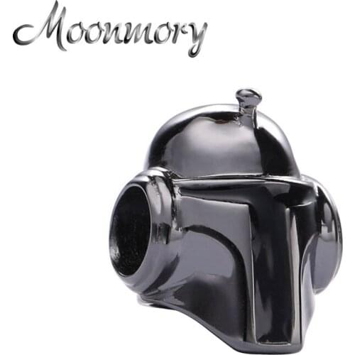 Moonmory 100% 925 Sterling Silver Cool Black Armor Beads Fit Brand Bracelet Warrior Charms For Jewelry Making Christmas Gift