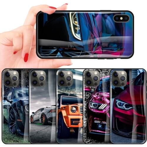 Phone Case For iPhone 11 Pro glass back Cover iphone 7 cover funda for iPhone 7 8 Plus X XS Max XR SE Mens sports car