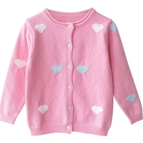 Children clothing girls spring sweater kids knitted heart cardigan ssweater long sleeve children knitwear baby girls outwear