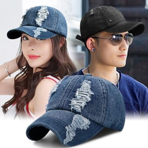 Denim Unisex Wear Out Hole Baseball Cap Retro Trend Men Women Casual Sun Cap All Match Cool
