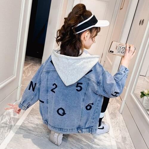 Teenager Girls Denim Jackets Coats Spring Autumn 2021 Kids Childrens Outwear Clothing Jeans Jacket For Girls 4 5 6 7 8 10 Years