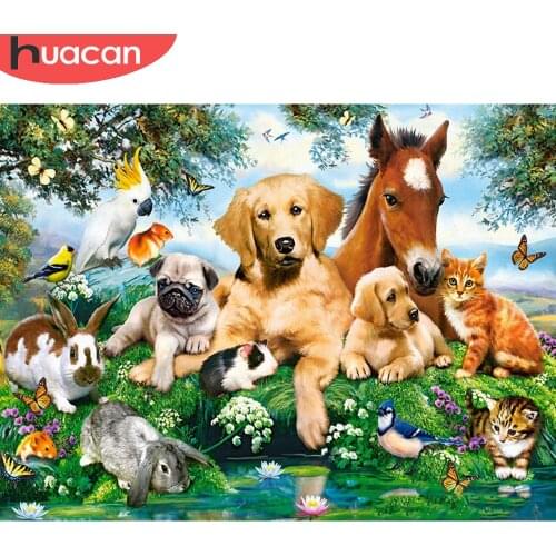 HUACAN 5D DIY Diamond Painting Dog Diamond Embroidery Cross Stitch Animal Handmade Home Decor New Arrival