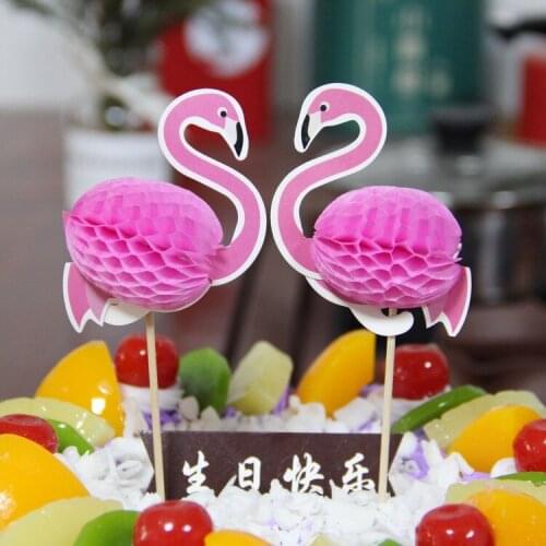 Set of 2 pcs Flamingo pineapple Cupcake Fruits Toppers Picks Birthday Hawaii Party, Flamingo Ball, Wedding Party Decoration