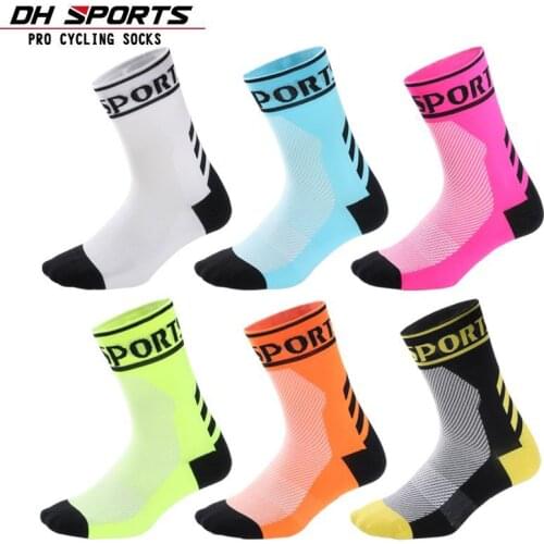 Compression Cycling Socks Men Women Sport Socks Anti-slip Wear-resistant Running Socks Mid Stocking Basketball Football Socks