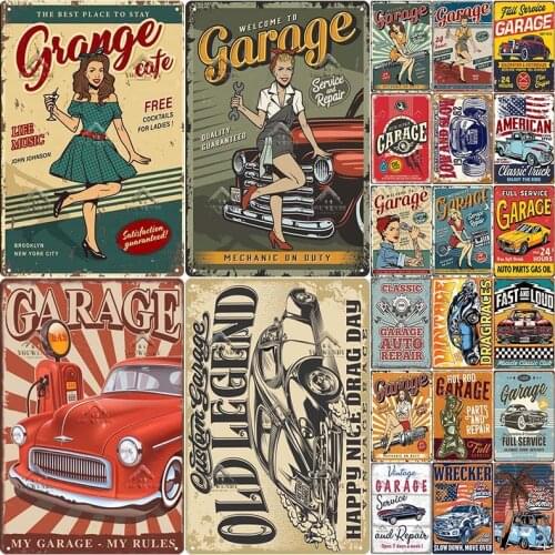 Vintage Home Decor Garage Metal Signs Plaque Metal Tin Sign Decorative Car Plate for Man Cave Club Garage Wall Decoration