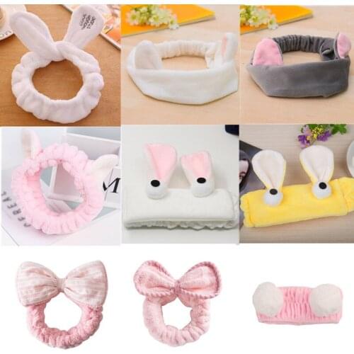 Cartoon Hair Bands for Women and Girls Makeup Mask Stretch Hair Band Cat Rabbit Ears Headdress Hair Accessories