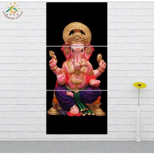 Wall Art HD Prints Canvas Art Painting Modular Picture And Poster Canvas Painting Elephant Lord God Decoration Home 3 PIECES