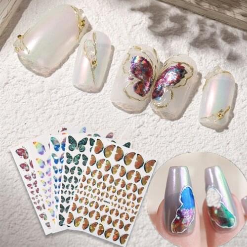 Newest MG0701-10 butterfly 3d nail stickers art self-adhesive DIY decorations tools back glue nail decals accessory