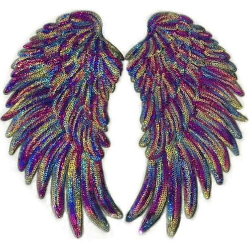 New Arrival Angel Wings Sequin Patches Bead Embroidered Cloth DIY Clothing Accessories Sequin Patch Decorative Chapter Iron On